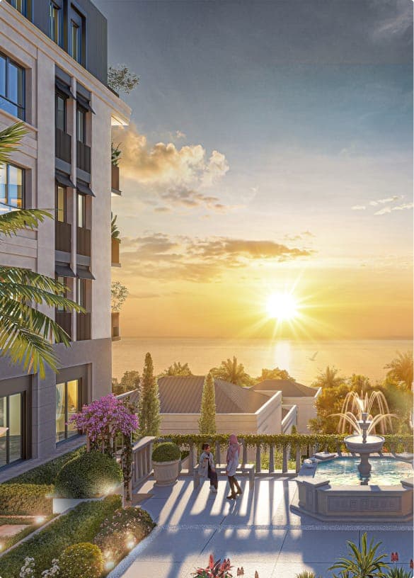 Outdoor rendering of the Tor Thermal wellness area